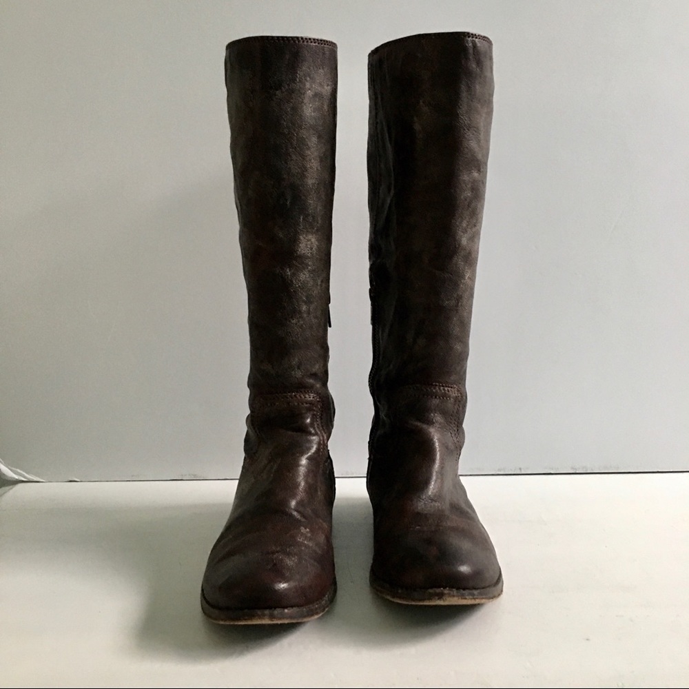 Frye Anna Inside Zip Chocolate Knee High Boots - Picture 5 of 7